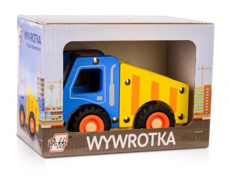 Auto drewniane z oponami Wywrotka