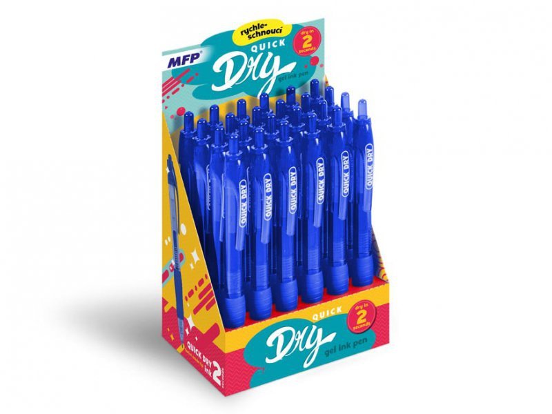 Display Długopis żelowy QUICK DRY niebieski 24 szt. 6001148