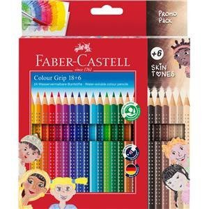 Kredki Grip Faber-Castell 18 kolorów + 6 kolorów w odcieniach skóry