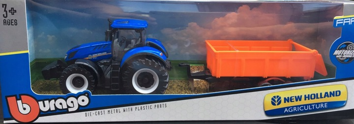 BBURAGO MODEL TRACTOR  T7.315 WITH TIPPING TRAILER 10CM