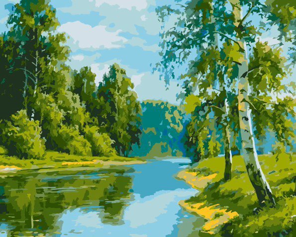 Malowanie po numerach Brzozowa krawędź 40x50 cm