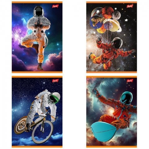 Paczka Zeszyt A5 32k. linia dwukolorowa Spaceman mix pakiet 15 sztuk