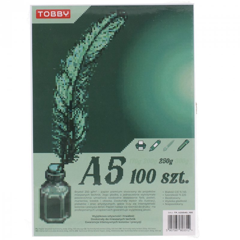 Papier Brystol 250g A5 100 ark.