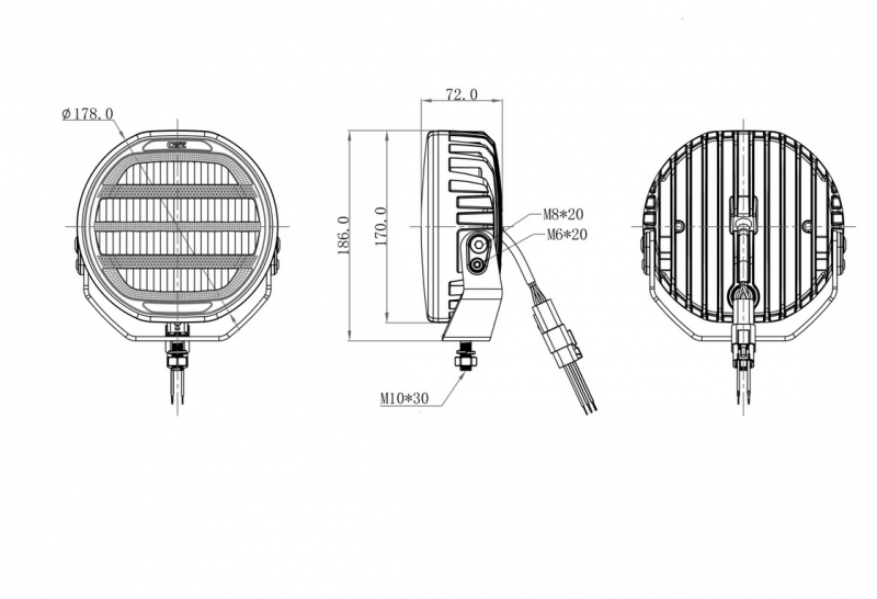 Reflektor drogowy LED OZZ XR2 P7″ biały