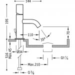 Tres Study bateria umywalkowa z korkiem automatycznym chrom 26190301D