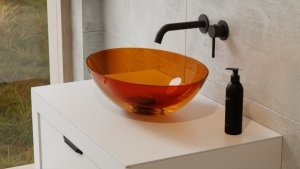 Besco Anya Earth Rust umywalka nablatowa + maskownica biała UMA50ERW