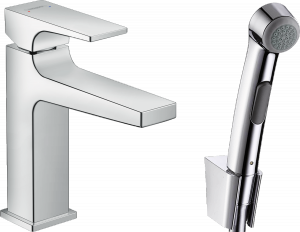 32522000 Hansgrohe Metropol Jednouchwytowa bateria umywalkowa 110 z główką Bidette i wężem 160 cm, komplet odpływowy Push-Ope