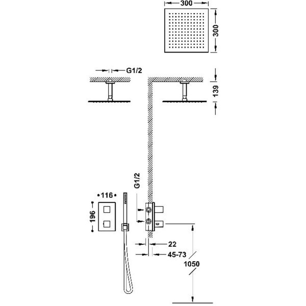 Tres THERM-BOX Zestaw baterii termostatycznej podtynkowej 2-drożnej Therm-box prysznicowej-THERM-BOX Zestaw baterii termostatycznej podtynkowej 2-drożnej Therm-box prysznicowej-00625003BM
