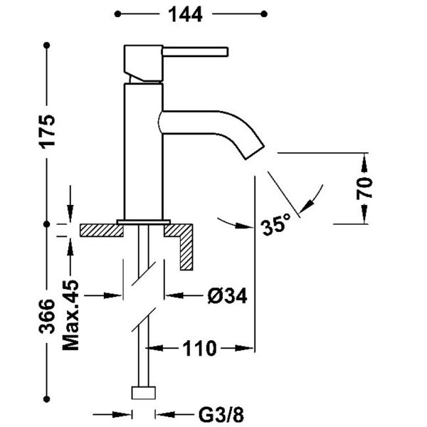 Tres STUDY Bateria jednouchwytowa umywalkowa-26290301TAM