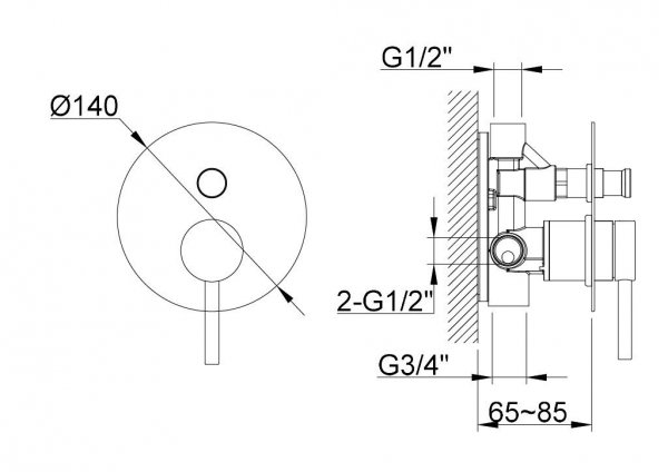 Kohlman Axel Gray Zestaw prysznicowy z deszczownicą 30 cm podtynkowy grafit szczotkowany QW210AGR25