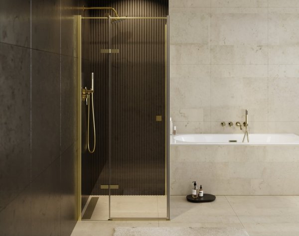 Besco Pixa Gold kabina 90x90cm Prawa profil złoty PKP90195G