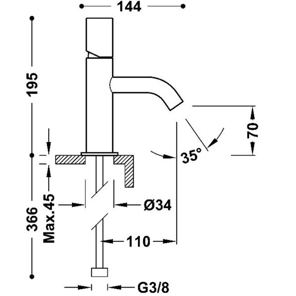 Tres STUDY Bateria jednouchwytowa umywalkowa-26190301KMB