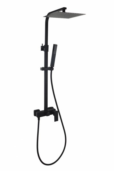 AQG System prysznicowy Qus z uchwytem, Deszczownica Atlas 25 x 25 Czarny 21QUC25LUD05