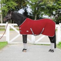 Derka polarowa Britta z pasami czerwona 