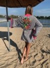 Kimono Checker Black Colorful Scull Short