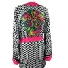 Kimono Checker Black Colorful Scull Short