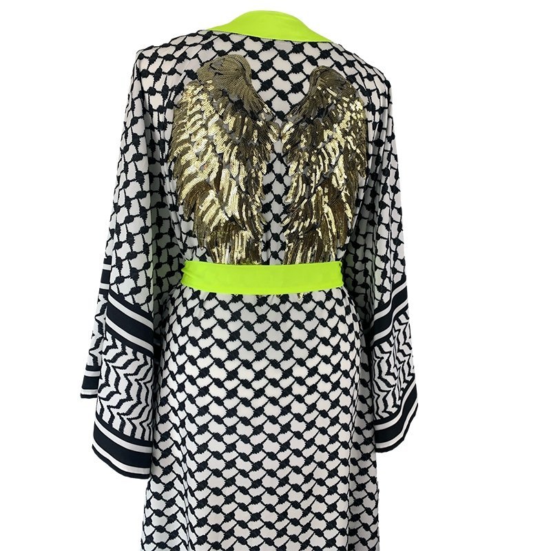 Kimono Checker Black Gold Angel Classic