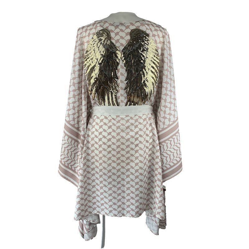 Kimono Checker Beige Short