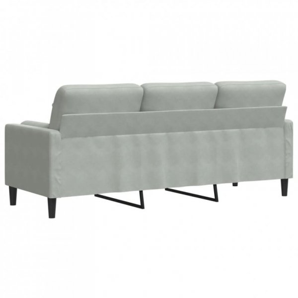 3-osobowa sofa z poduszkami, jasnoszara, 180 cm, aksamit