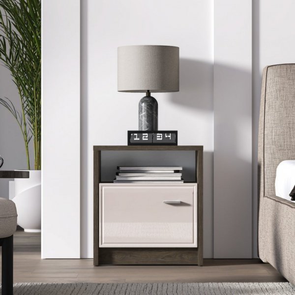 Szafka nocna AVANTI 08 dąb windmill ciemny / kaszmir połysk