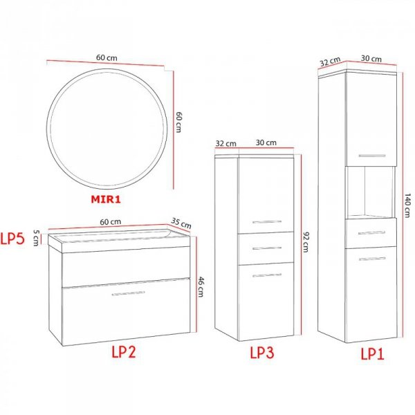 Łazienka LIPSI LED dąb artisan