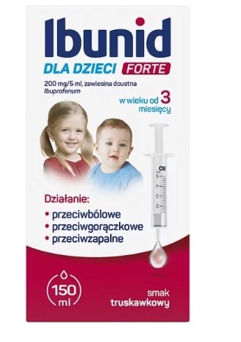Ibunid dla dzieci Forte, smak truskawkowy, zawiesina doustna, 150 ml