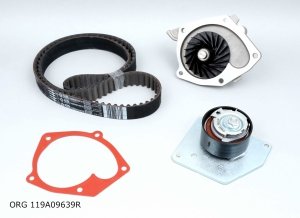 Pompe à eau d'origine + kit de courroie de distribution Renault 1.9 DCI MEGANE 08- , 119A09639R , 8201038625 , 7701478846, 119A0