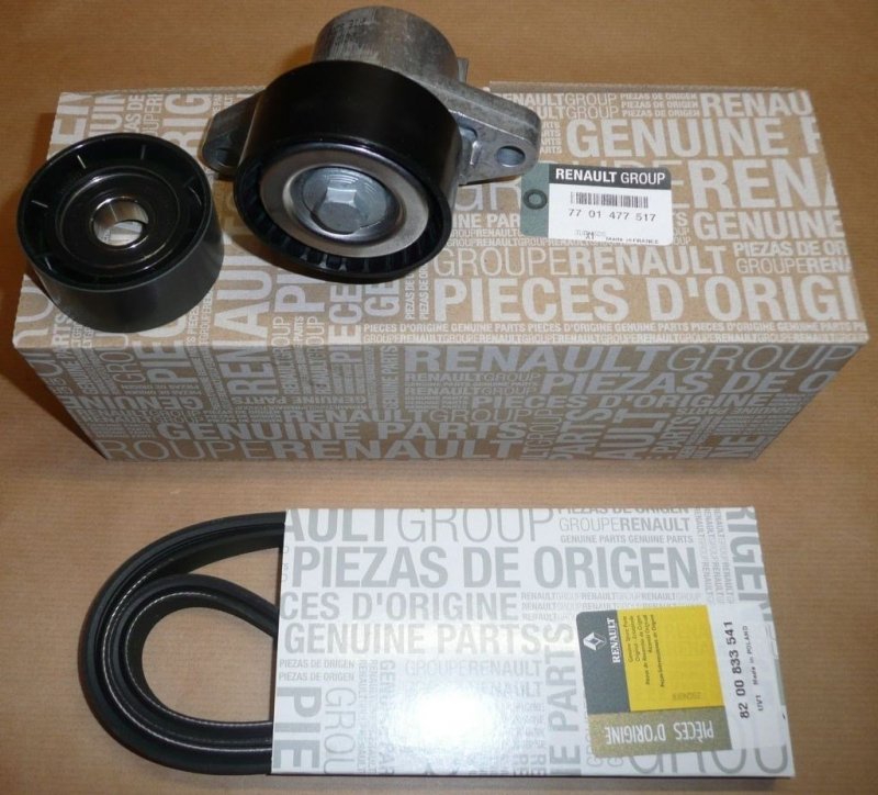 Ensemble de COURROIE TRAPÉZOÏDALE à nervures TENDREUR Renault LAGUNA SCENIC MEGANE 1.4 1.6 1.8 16v + A/C 5PK1747 mm 7701477517, 7701477517