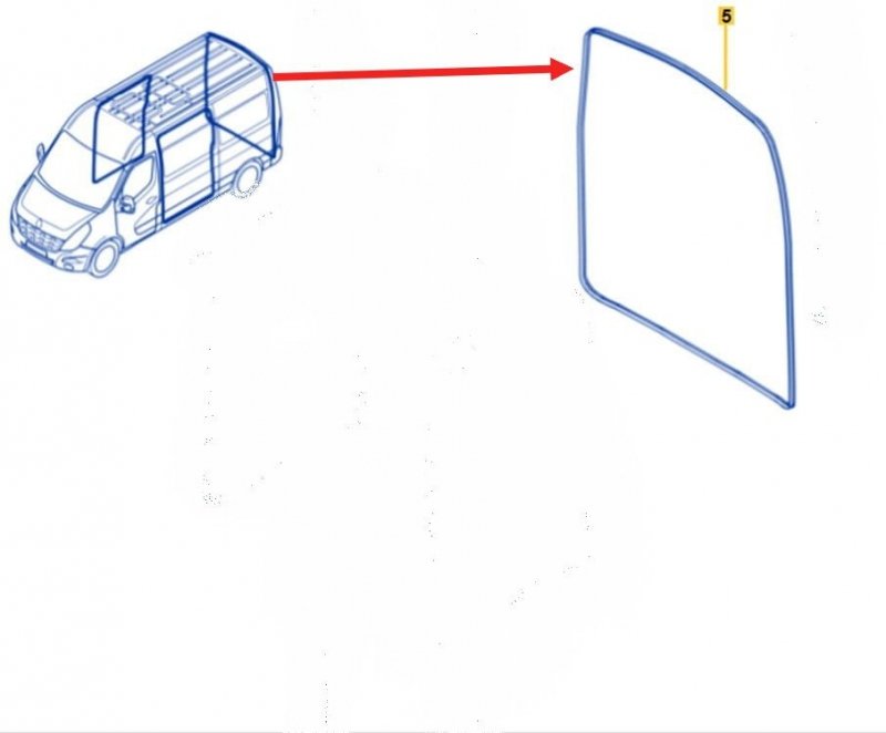Joint d'étanchéité de porte de chargement arrière Renault Master mk3 2010- 7684200Q0A 8200678121, 8200678121