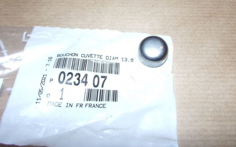 Bouchon de bloc moteur PSA 1.6 HDI, 0234.07, 023407