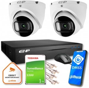 Zestaw monitoringu 2 kamer kopułkowych IP EZ-IP by Dahua niezawodna ochrona 2K