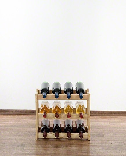 Weinregal für 12 Flaschen RW-1-12 (43x25x38), Unbehandelt, Erlen, Braun
