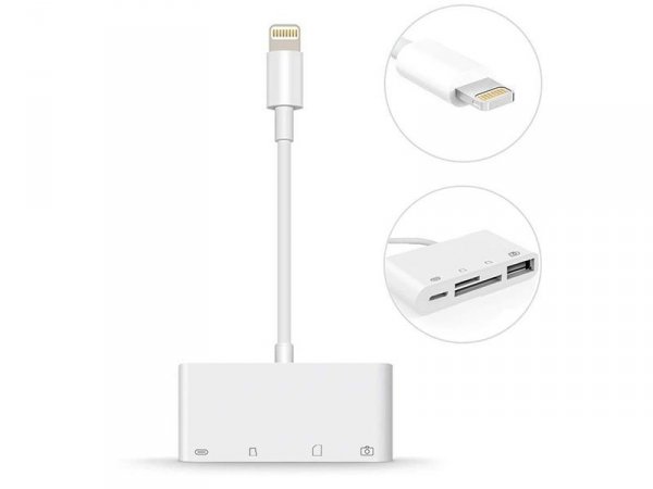 Przejściówka  Lightning USB SD +Zasilanie iPad iPhone