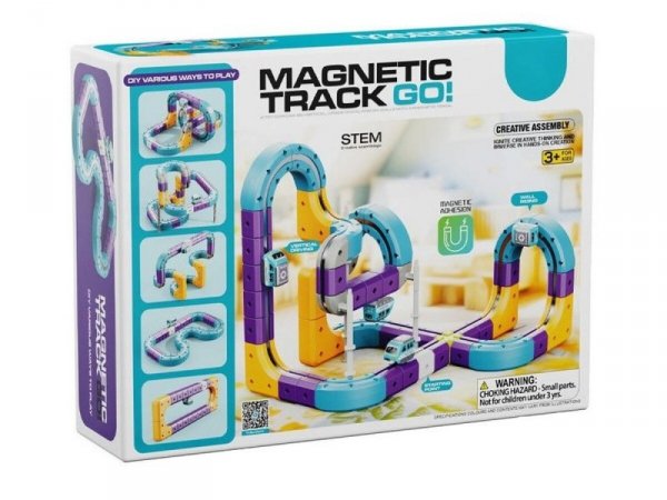 Tor Magnetyczny Zjazd samochodowy Kolejka Zjeżdżalnia Pociąg Klocki Konstrukcyjne 87 el.