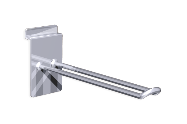 Chrome double wire hook 15 cm for panel with track