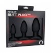 Nexus zestaw korków analnych - Butt Plug Trio 3 Solid Silicone Butt Plugs S M L (czarny)