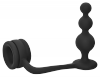 Dream Toys RAMROD COCKRING WITH BEADED ANAL PLUG - pierścień z korkiem analnym (czarny)