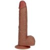 Vibrating Regular Straight Cock with Balls - 7 / 18 cm - Tan