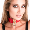 Kinky Diva obróżka z kłódką Heart Lock & Key Collar Burgundy/Gold