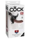 King Cock Strap on Harness with 8 Cock Brown - strap-on z dildem (brązowy)