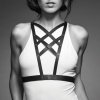 Bijoux Indiscrets MAZE Net Cleavage Harness - skóropodobna uprząż BDSM na klatkę piersiową (czarny
