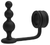 Dream Toys RAMROD COCKRING WITH BEADED ANAL PLUG - pierścień z korkiem analnym (czarny)