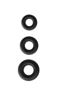 NS Novelties RENEGADE SUPER SOFT POWER RINGS BLACK - zestaw pierścieni erekcyjnych (czarne)