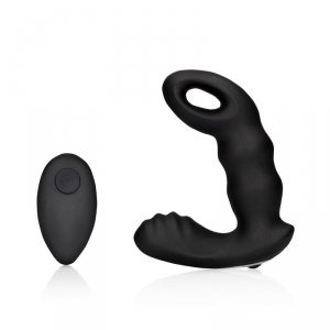 Beaded Vibrating Prostate Massager with Remote Control - Black