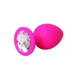 Pink small butt plug with white crystal