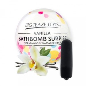 Big Teaze Toys Bath Bomb Surprise With Vibrating Body Massager Vanilla - waniliowa kula do kąpieli z masażerem ciała 