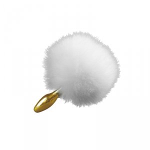 Upko Rabbit Fur Bunny Tail Small Butt Plug - korek analny (biały)