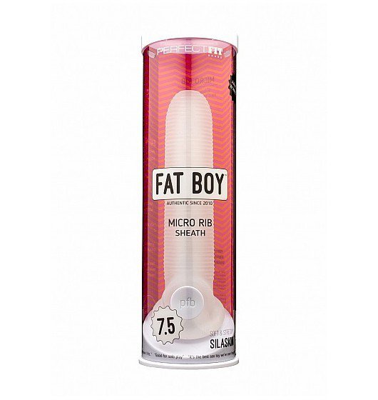 Perfect Fit Fat Boy Micro Ribbed Sheath 7,5'' - nakładka na penisa (przezroczysty)