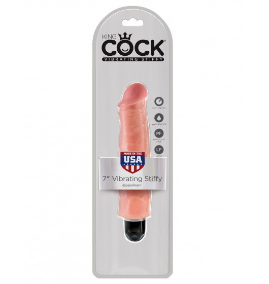 King Cock dildo z wibracjami - 7'' Vibrating Stiffy sztuczny penis (cielisty)