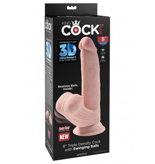 King Cock dildo - 8&quot; Cock Swinging Balls sztuczny penis (cielisty)